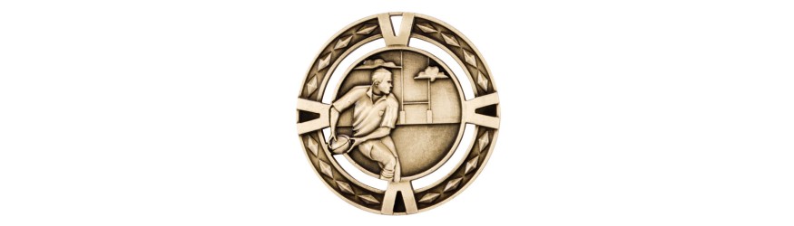 V-TECH SERIES RUGBY MEDAL 60MM - SILVER